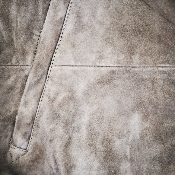 Lucky Brand Men's 100% Suede Leather Bomber Jacket Dark Olive XL Lined Pockets - Picture 13 of 15